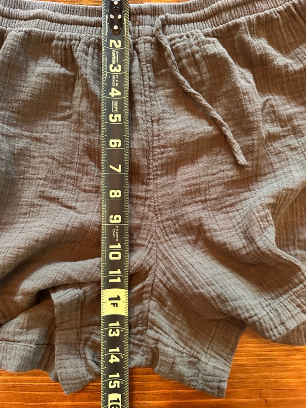 100% Cotton Dusty Olive Gray Gauze Shorts Elastic Waist Coastal Lounge Medium - Picture 4 of 8